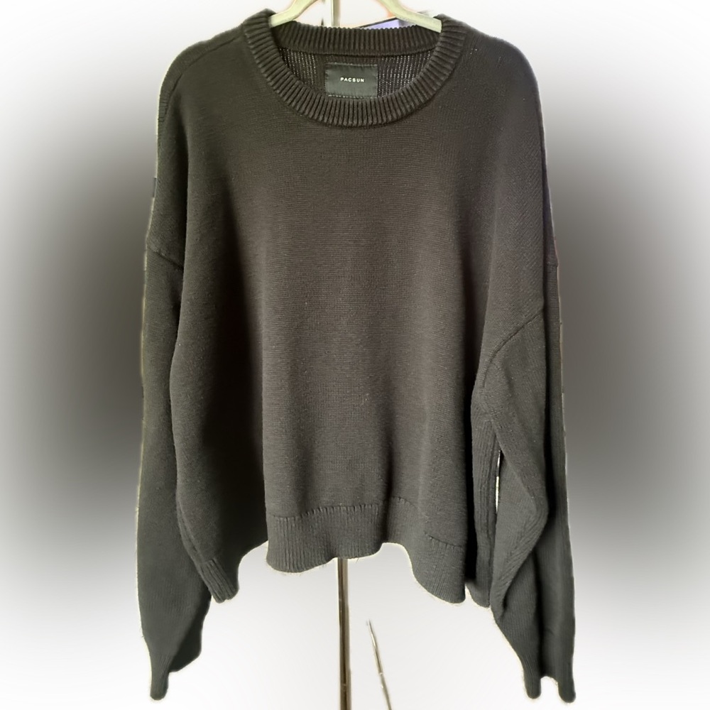PacSun Black Crew Neck Sweater Relaxed Fit